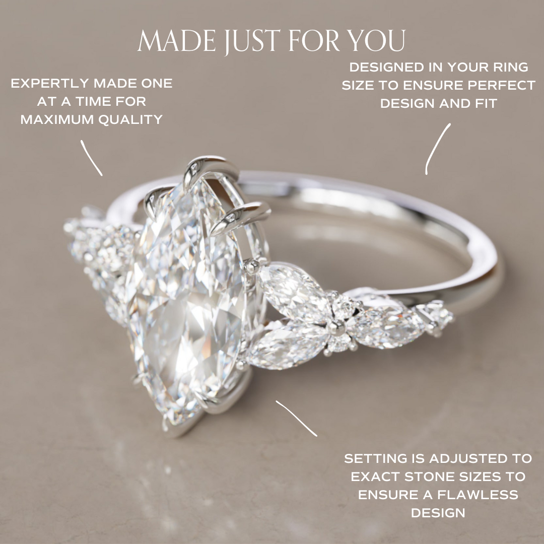 Magnolia Marquise Lab Diamond Engagement Flower Ring Nature Inspired By Valley Rose