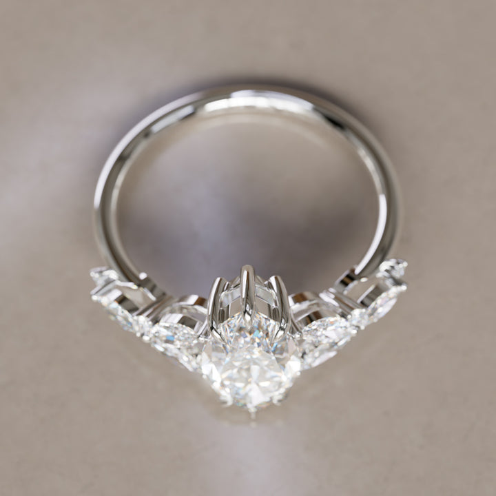 Magnolia Marquise Lab Diamond Engagement Flower Ring Nature Inspired By Valley Rose