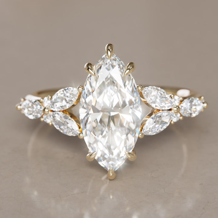 Magnolia Marquise Lab Diamond Engagement Flower Ring Nature Inspired By Valley Rose