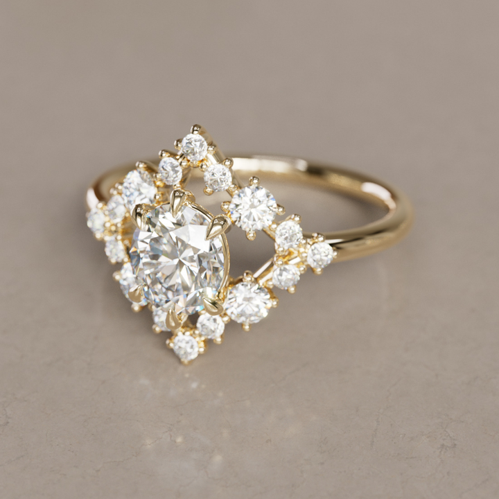 Mariana Oval Lab Diamond Unique Vintage Halo Engagement Ring By Valley Rose