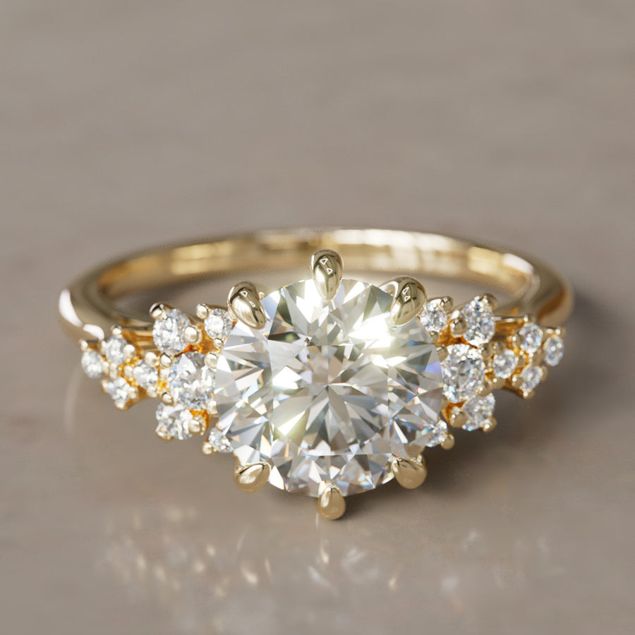 Mariwen Round Lab Diamond Unique Vintage Engagement Ring By Valley Rose