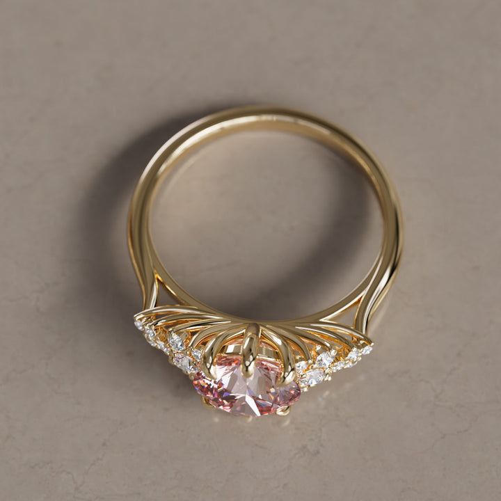 Mariwen Round Pink Lab Diamond Unique Vintage Engagement Ring By Valley Rose