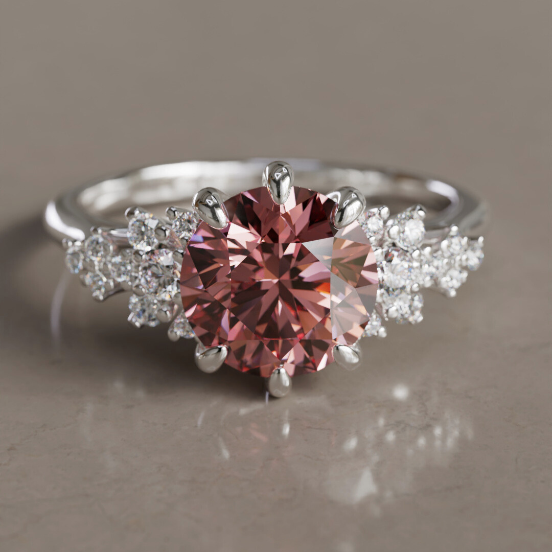 Mariwen Round Pink Lab Diamond Unique Vintage Engagement Ring By Valley Rose