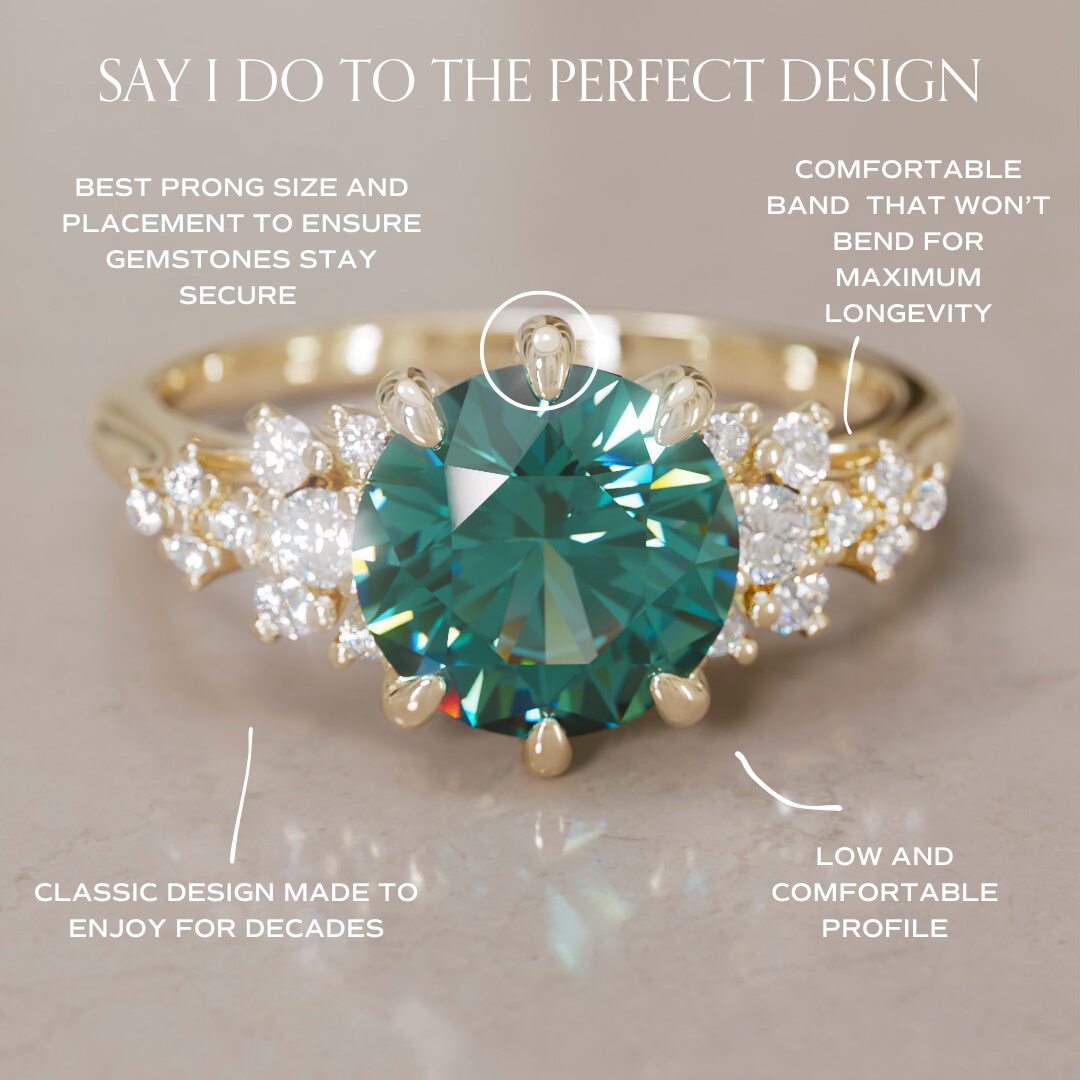 Mariwen Round Teal Sapphire Unique Vintage Engagement Ring By Valley Rose