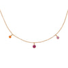Gemstone Fringe Charm Gold Necklace with Orange Citrine, Pink Ruby, and Pink sapphire By Valley Rose Ethical Jewelry