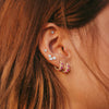 Pink Tourmaline Clicker Hoops, Gold Huggie Earrings, Orion's Belt Constellation Single By Valley Rose Ethical Jewelry