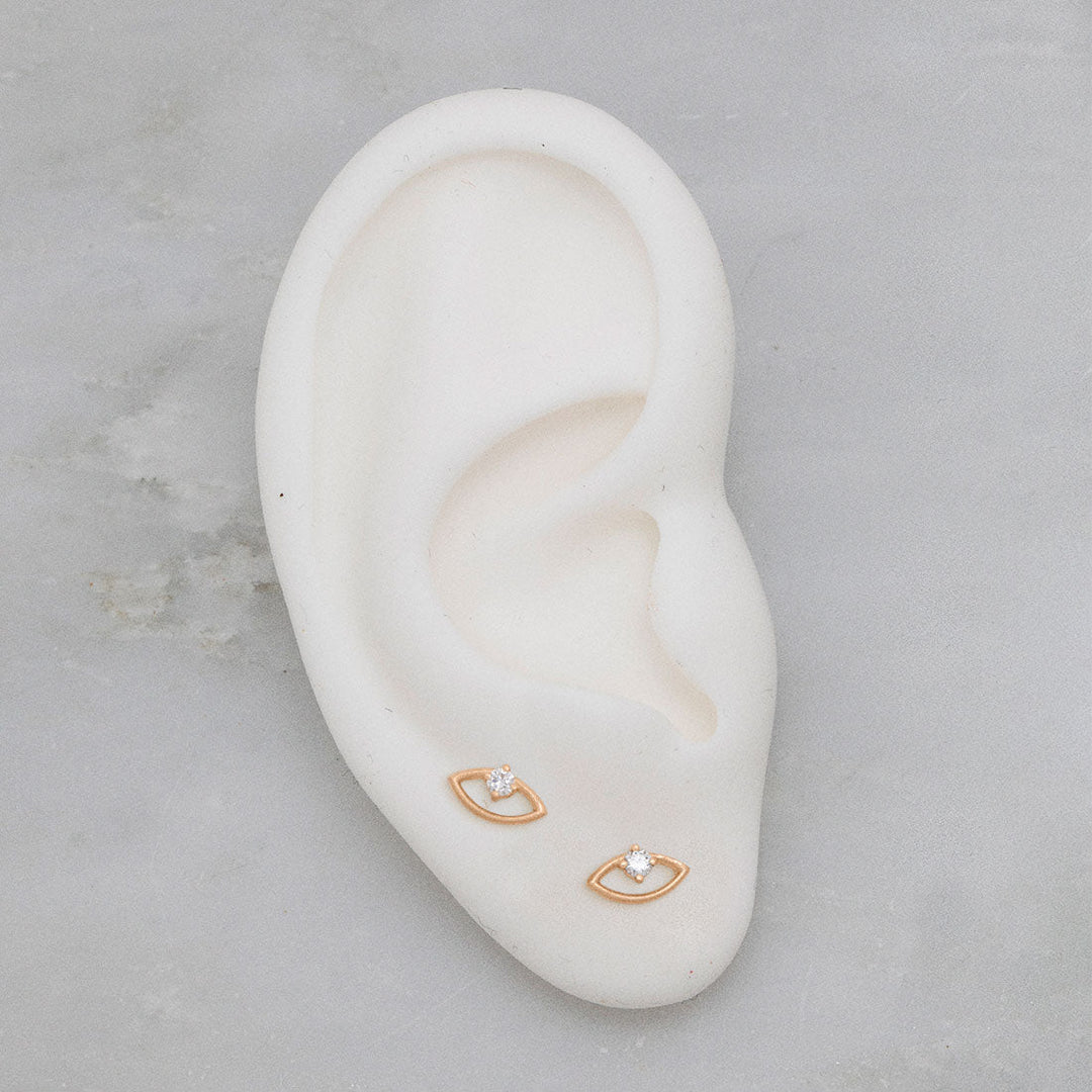 Diamond Evil Eye Earrings - Miró Gold Eye Studs Lab Diamond By Valley Rose Ethical Jewelry