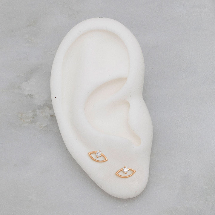 Diamond Evil Eye Earrings - Miró Gold Eye Studs Lab Diamond By Valley Rose Ethical Jewelry