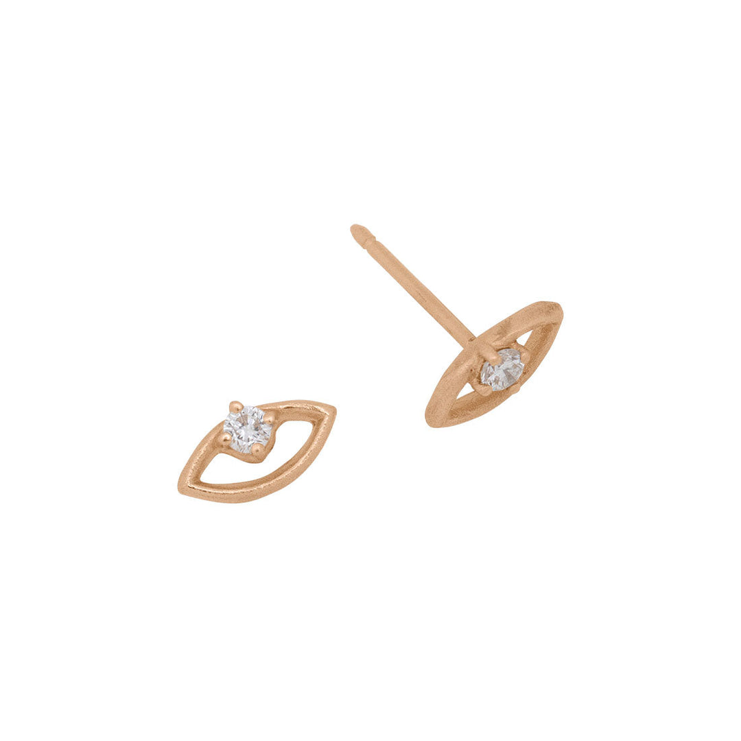Diamond Evil Eye Earrings - Miró Gold Eye Studs Lab Diamond By Valley Rose Ethical Jewelry