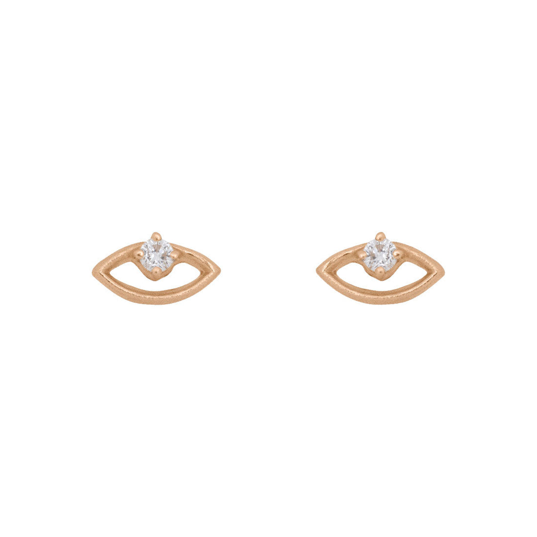 Diamond Evil Eye Earrings - Miró Gold Eye Studs Lab Diamond By Valley Rose Ethical Jewelry