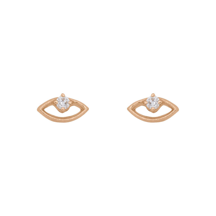 Diamond Evil Eye Earrings - Miró Gold Eye Studs Lab Diamond By Valley Rose Ethical Jewelry