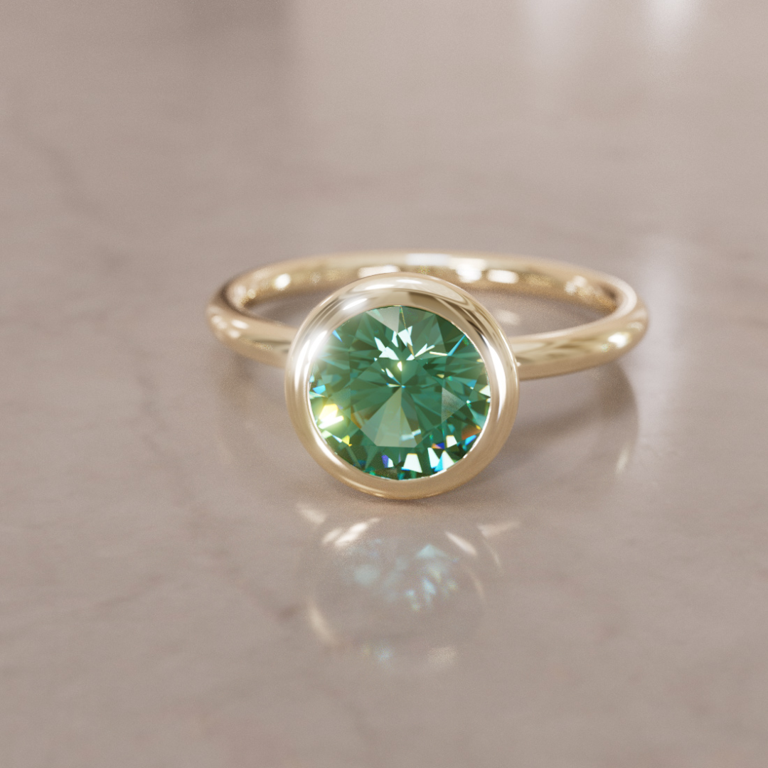 Nora Green Sapphire Solitaire Modern Unique Engagement Ring Bezel Solitaire By Valley Rose