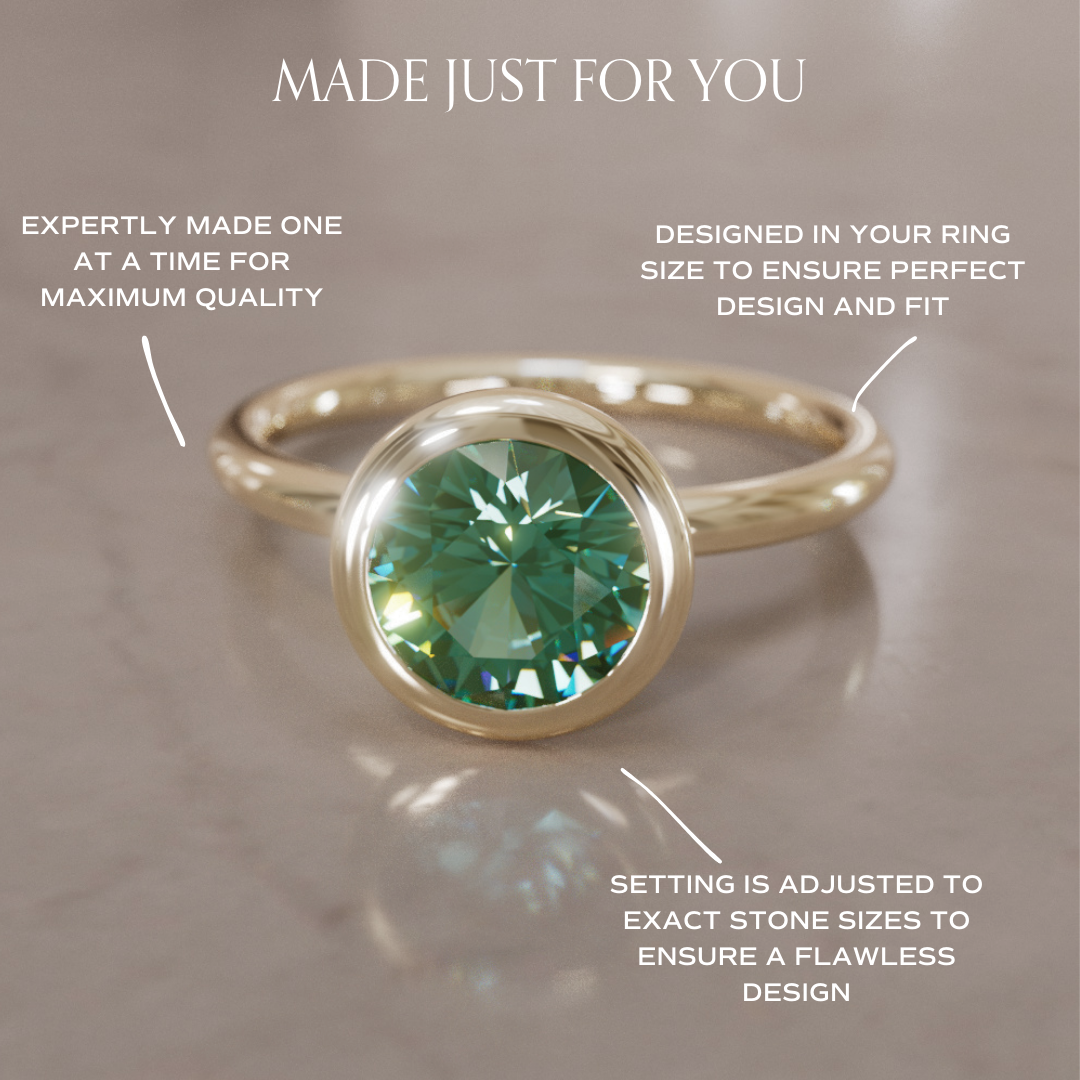 Nora Green Sapphire Solitaire Modern Unique Engagement Ring Bezel Solitaire By Valley Rose