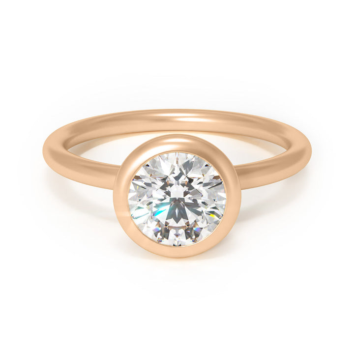 Nora Round Diamond Modern Unique Engagement Ring Bezel Solitaire By Valley Rose