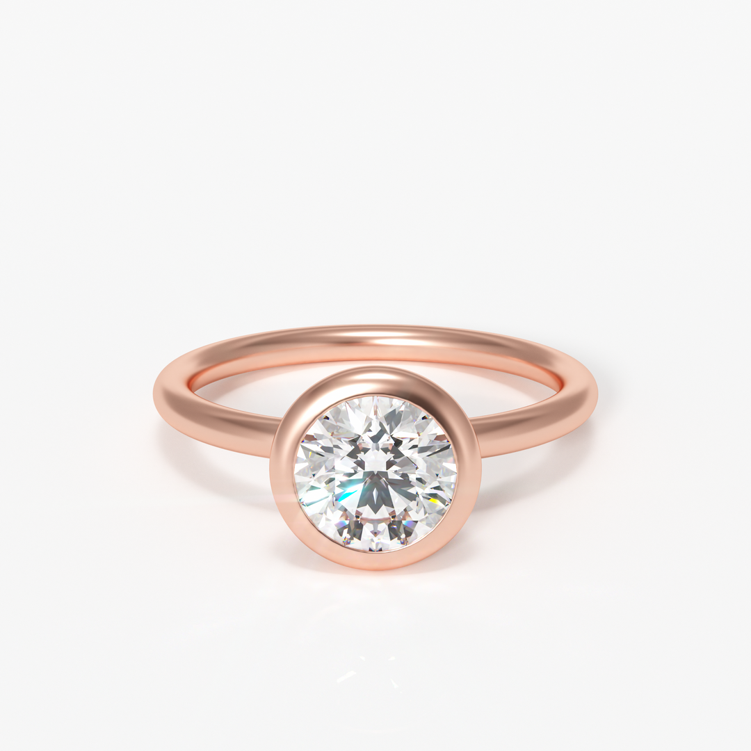 Nora Round Diamond Modern Unique Engagement Ring Bezel Solitaire By Valley Rose