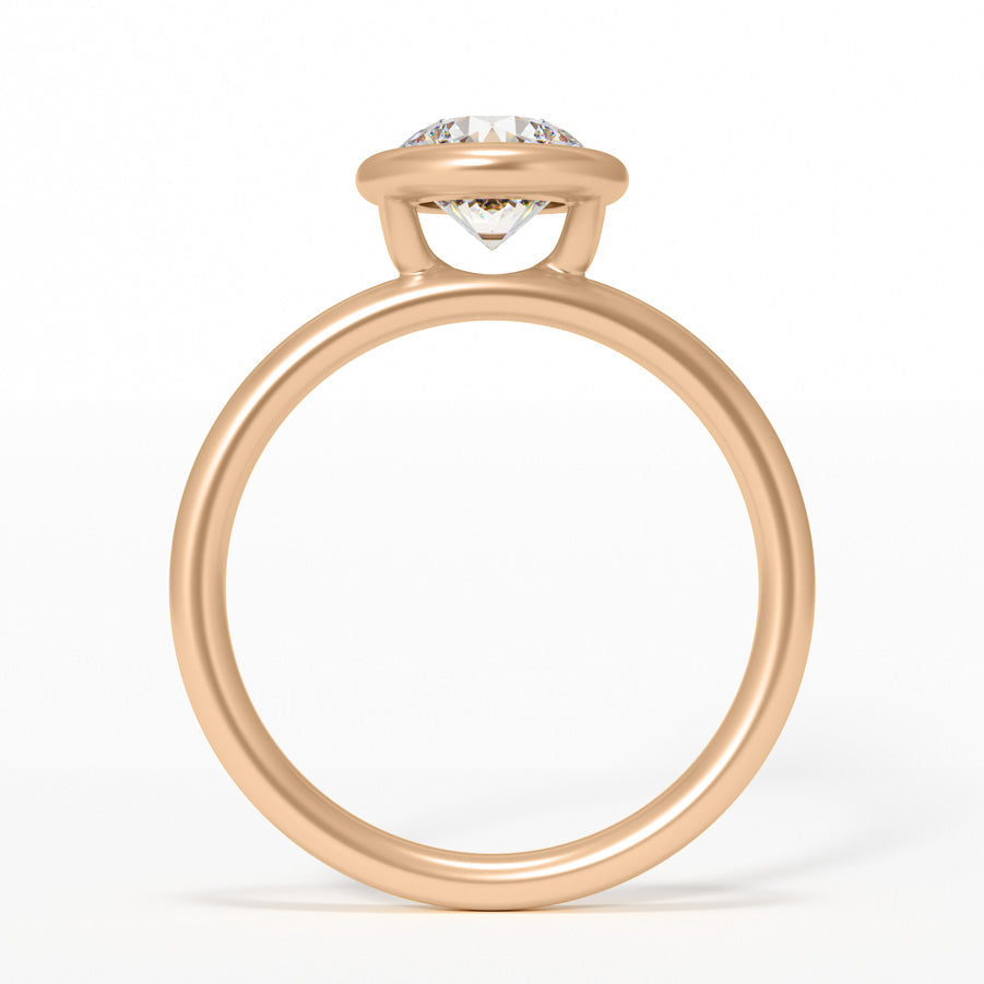 Nora Round Diamond Modern Unique Engagement Ring Bezel Solitaire By Valley Rose
