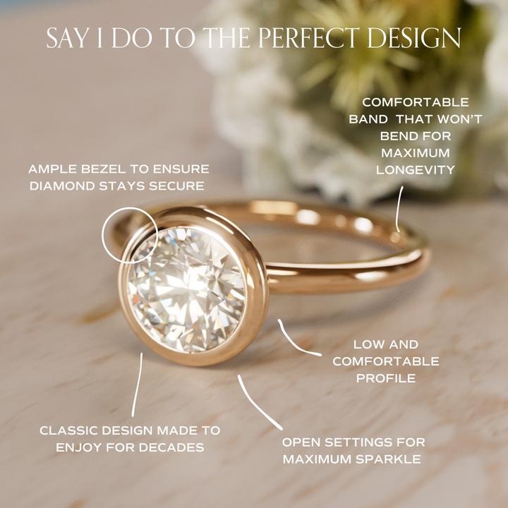 Nora Round Diamond Modern Unique Engagement Ring Bezel Solitaire By Valley Rose