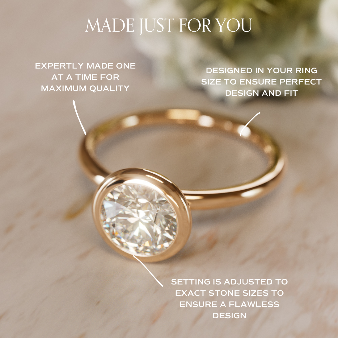 Nora Round Diamond Modern Unique Engagement Ring Bezel Solitaire By Valley Rose