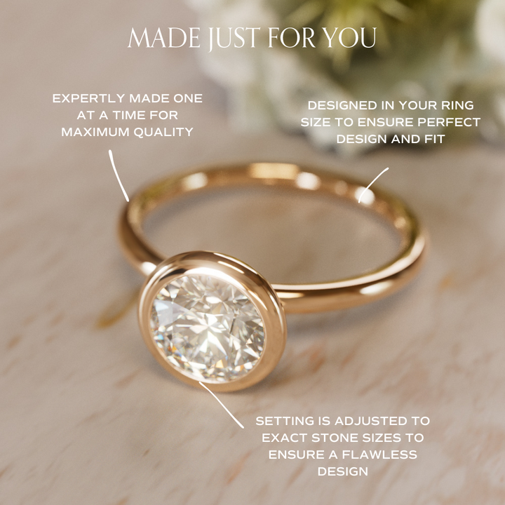 Nora Round Diamond Modern Unique Engagement Ring Bezel Solitaire By Valley Rose