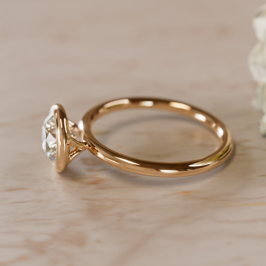 Nora Round Diamond Modern Unique Engagement Ring Bezel Solitaire By Valley Rose
