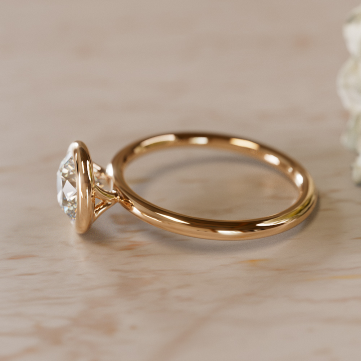 Nora Round Diamond Modern Unique Engagement Ring Bezel Solitaire By Valley Rose