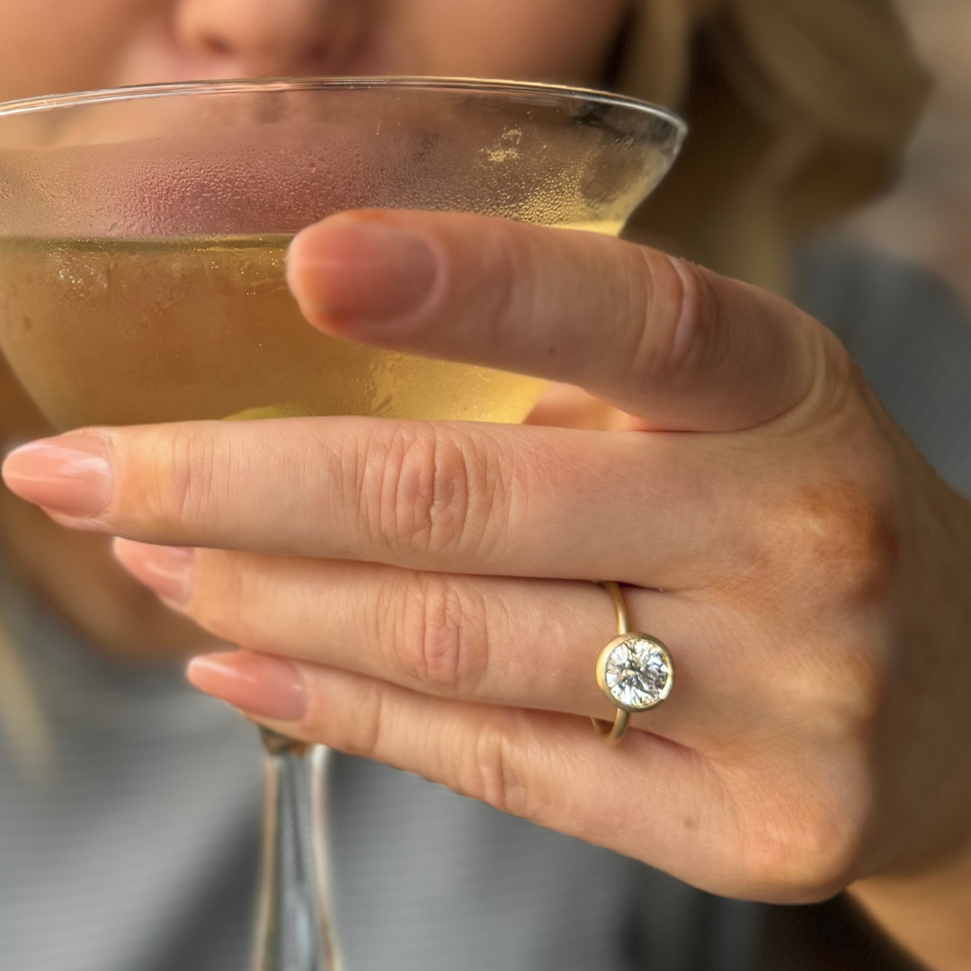 Nora Round Diamond Modern Unique Engagement Ring Bezel Solitaire By Valley Rose