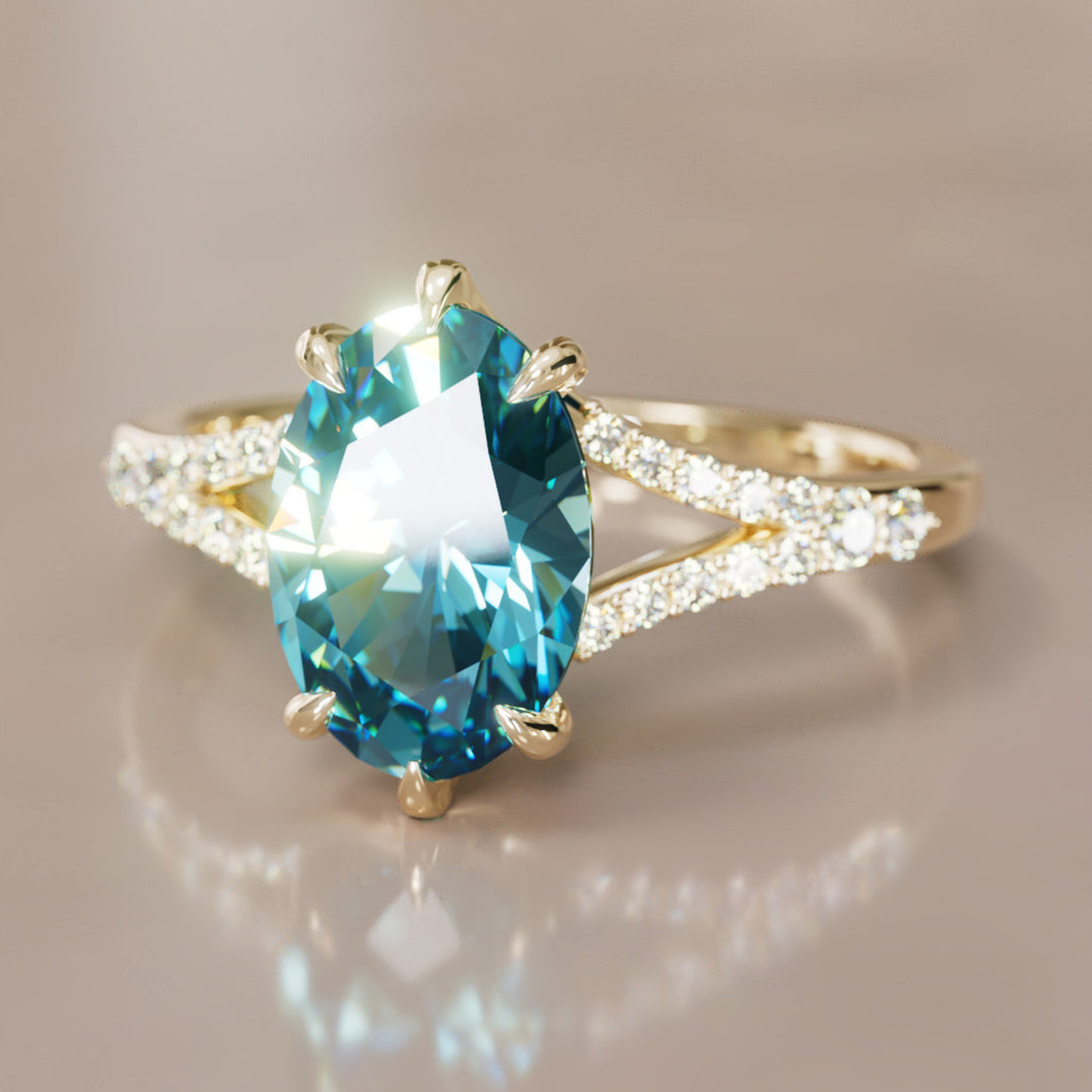 Octavia Oval Blue Sapphire Modern Unique Split Shank Engagement Ring By Valley Rose