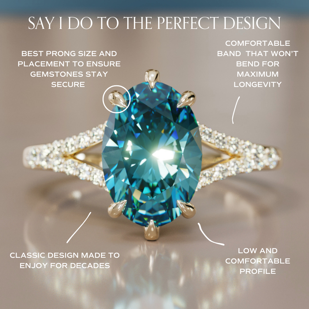 Octavia Oval Blue Sapphire Modern Unique Split Shank Engagement Ring By Valley Rose