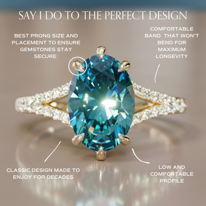 Octavia Oval Blue Sapphire Modern Unique Split Shank Engagement Ring By Valley Rose