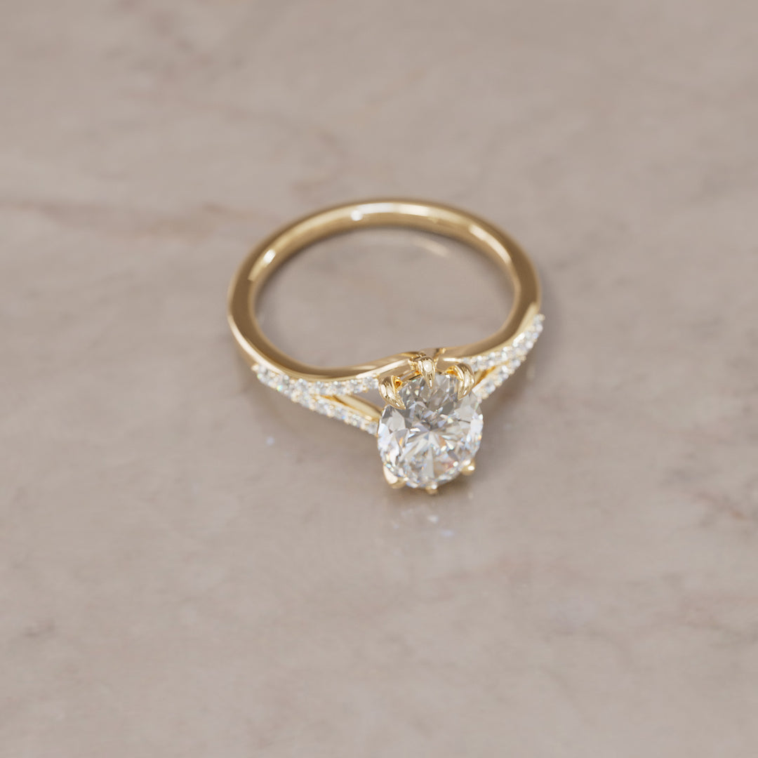 Octavia Oval Diamond Modern Unique Split Shank Engagement Ring By Valley Rose
