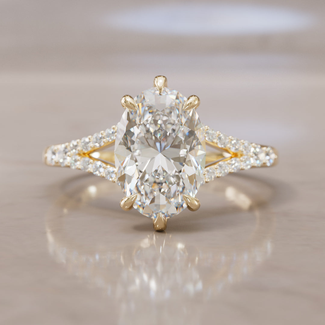 Octavia Oval Diamond Modern Unique Split Shank Engagement Ring By Valley Rose