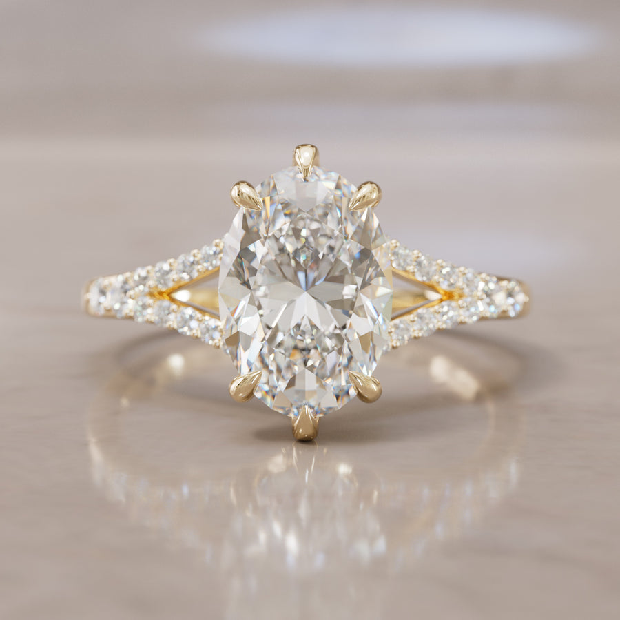 Octavia Oval Diamond Modern Unique Split Shank Engagement Ring By Valley Rose