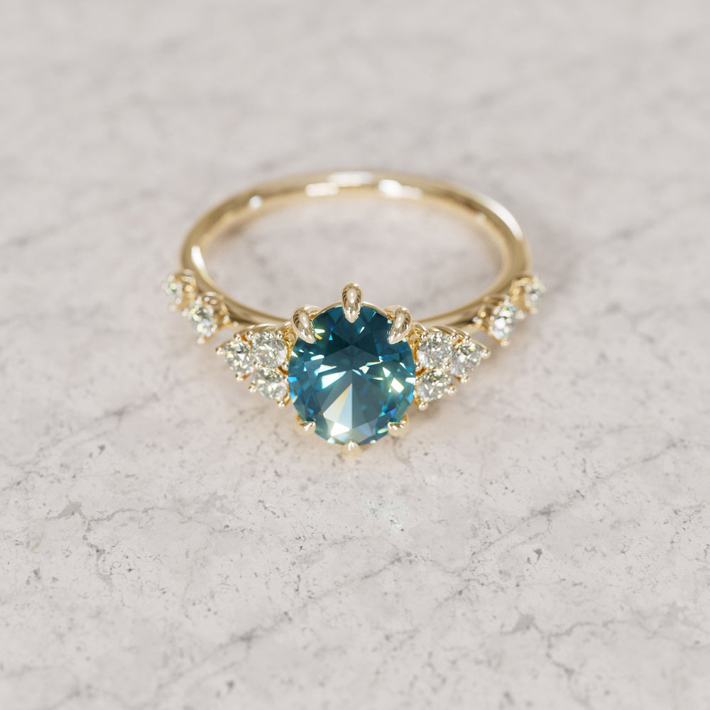 Odelia Oval Blue Sapphire Unique Engagement Ring Nature Inspired By Valley Rose