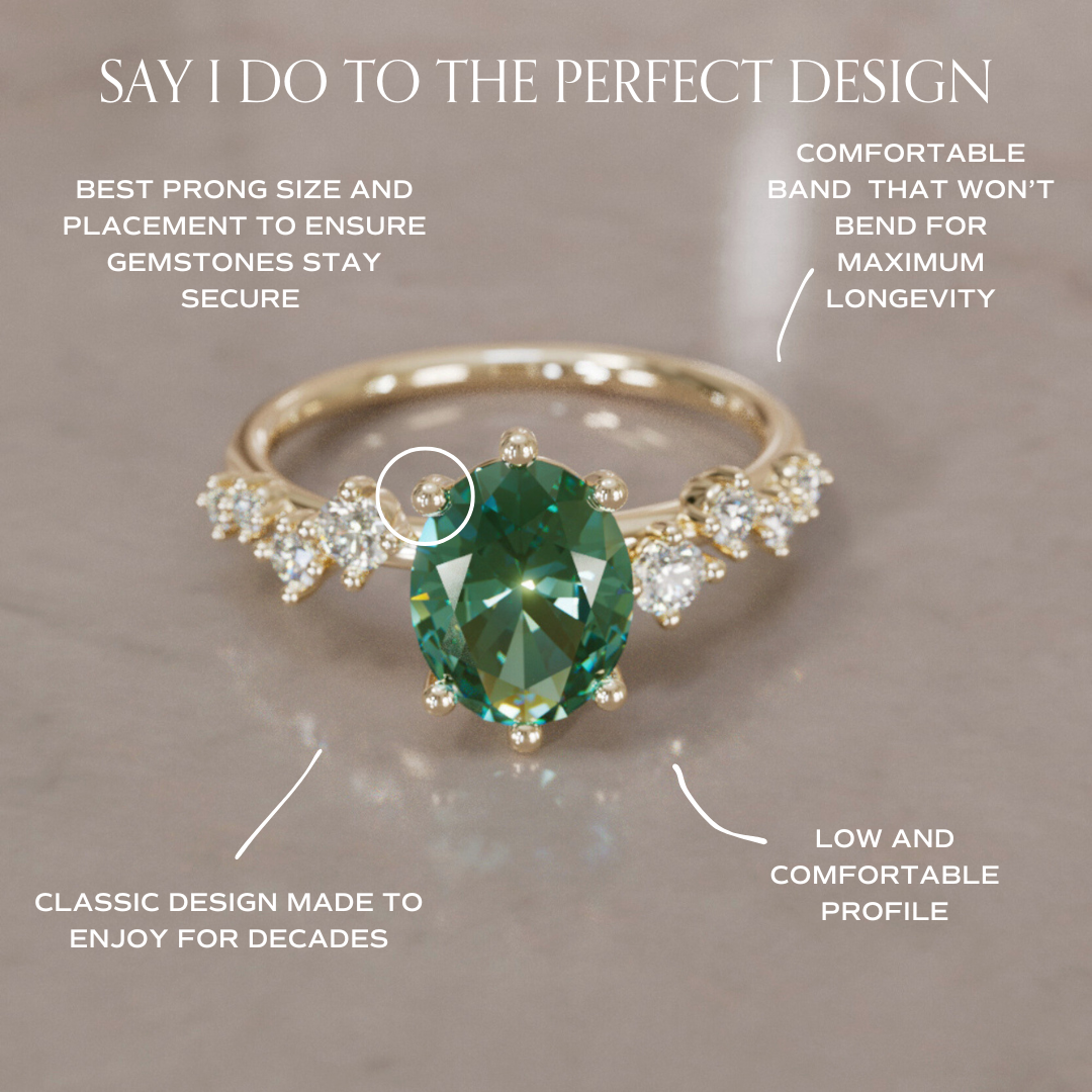 Oleander Oval Green Sapphire Engagement Flower Ring Nature Inspired By Valley Rose
