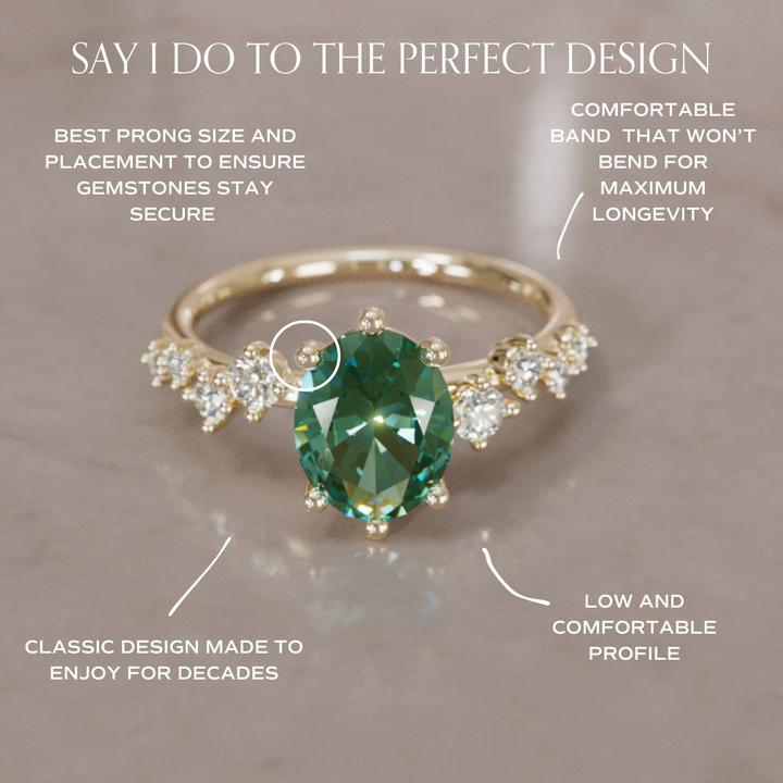 Oleander Oval Green Sapphire Engagement Flower Ring Nature Inspired By Valley Rose