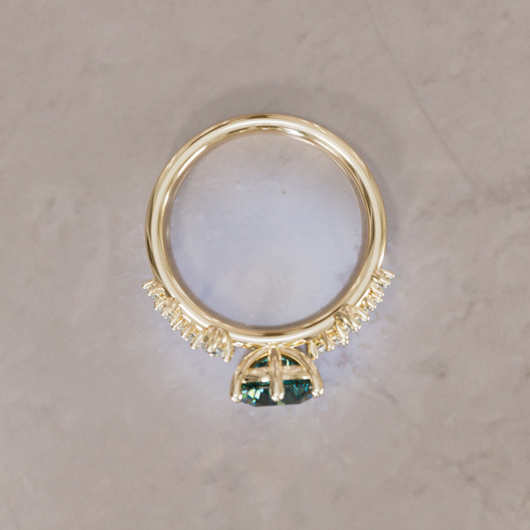 Oleander Oval Teal Sapphire Engagement Flower Ring Nature Inspired By Valley Rose
