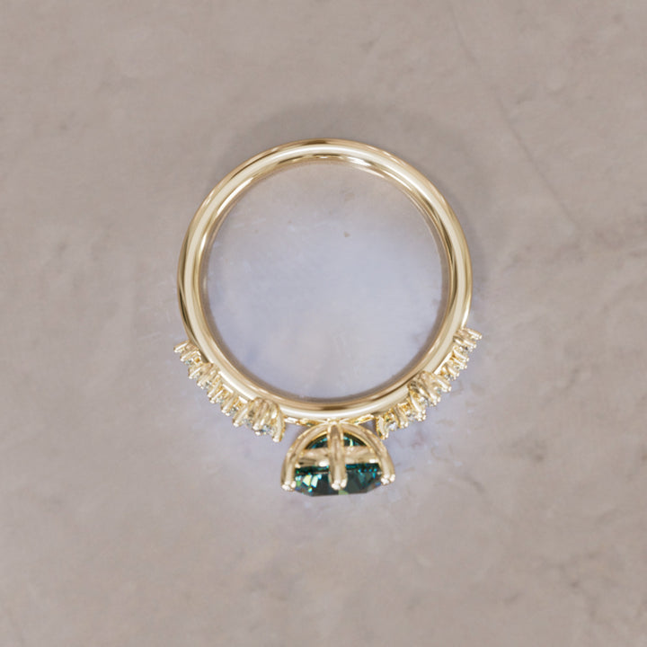 Oleander Oval Teal Sapphire Engagement Flower Ring Nature Inspired By Valley Rose
