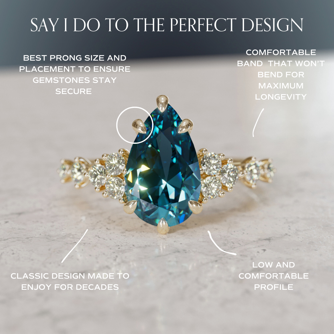 Olivia Pear Blue Sapphire Unique Engagement Ring Nature Inspired By Valley Rose