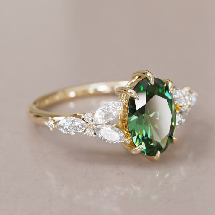 Orchid Oval Green Sapphire Engagement Flower Ring Nature Inspired By Valley Rose