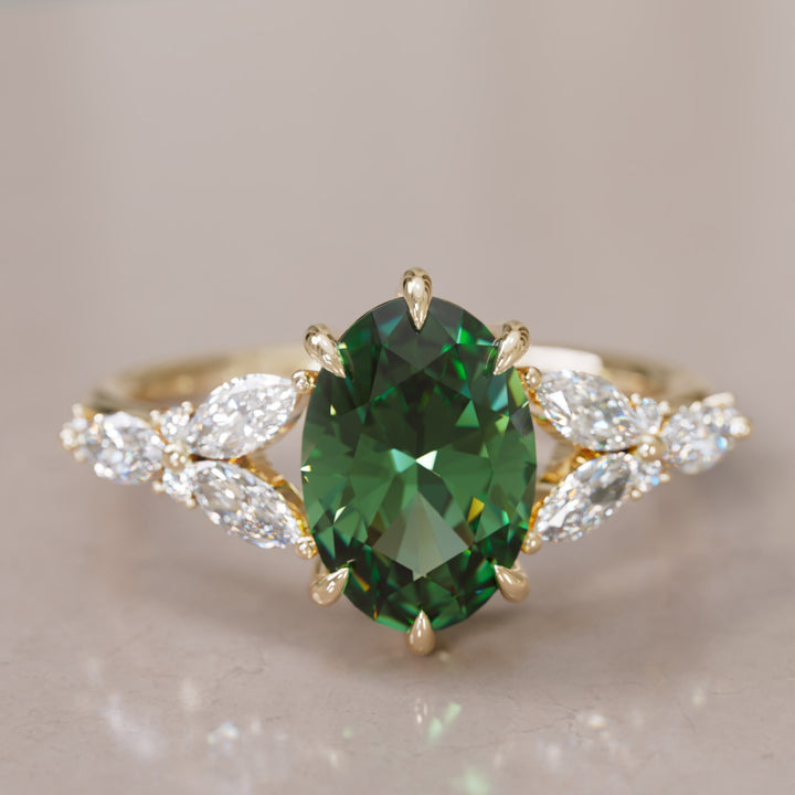 Orchid Oval Green Sapphire Engagement Flower Ring Nature Inspired By Valley Rose