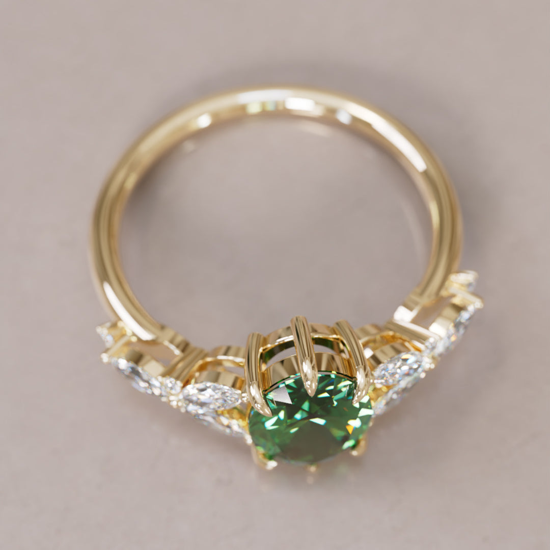 Orchid Oval Green Sapphire Engagement Flower Ring Nature Inspired By Valley Rose