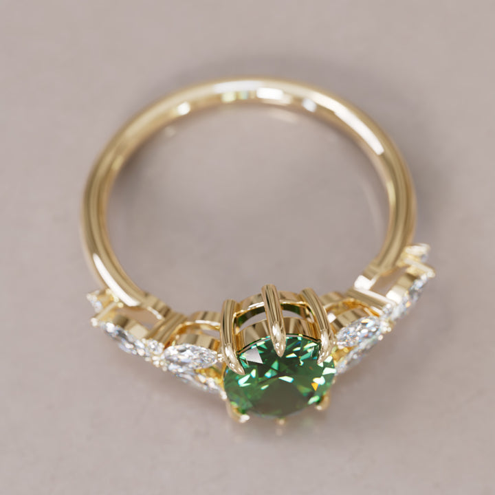 Orchid Oval Green Sapphire Engagement Flower Ring Nature Inspired By Valley Rose