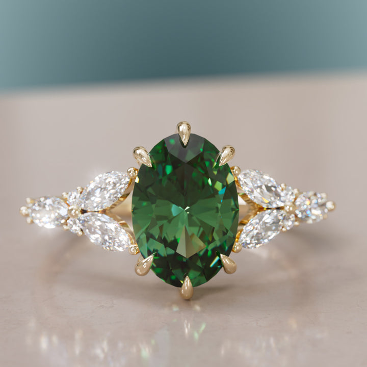Orchid Oval Green Sapphire Engagement Flower Ring Nature Inspired By Valley Rose