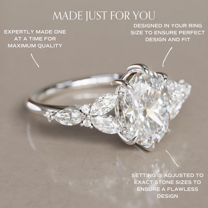 Orchid Oval Lab Diamond Engagement Flower Ring Nature Inspired By Valley Rose