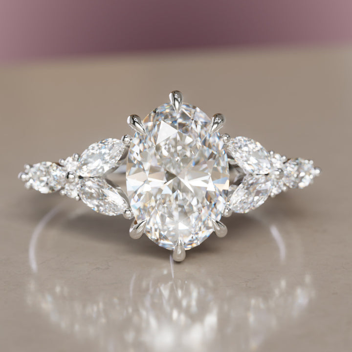 Orchid Oval Lab Diamond Engagement Flower Ring Nature Inspired By Valley Rose