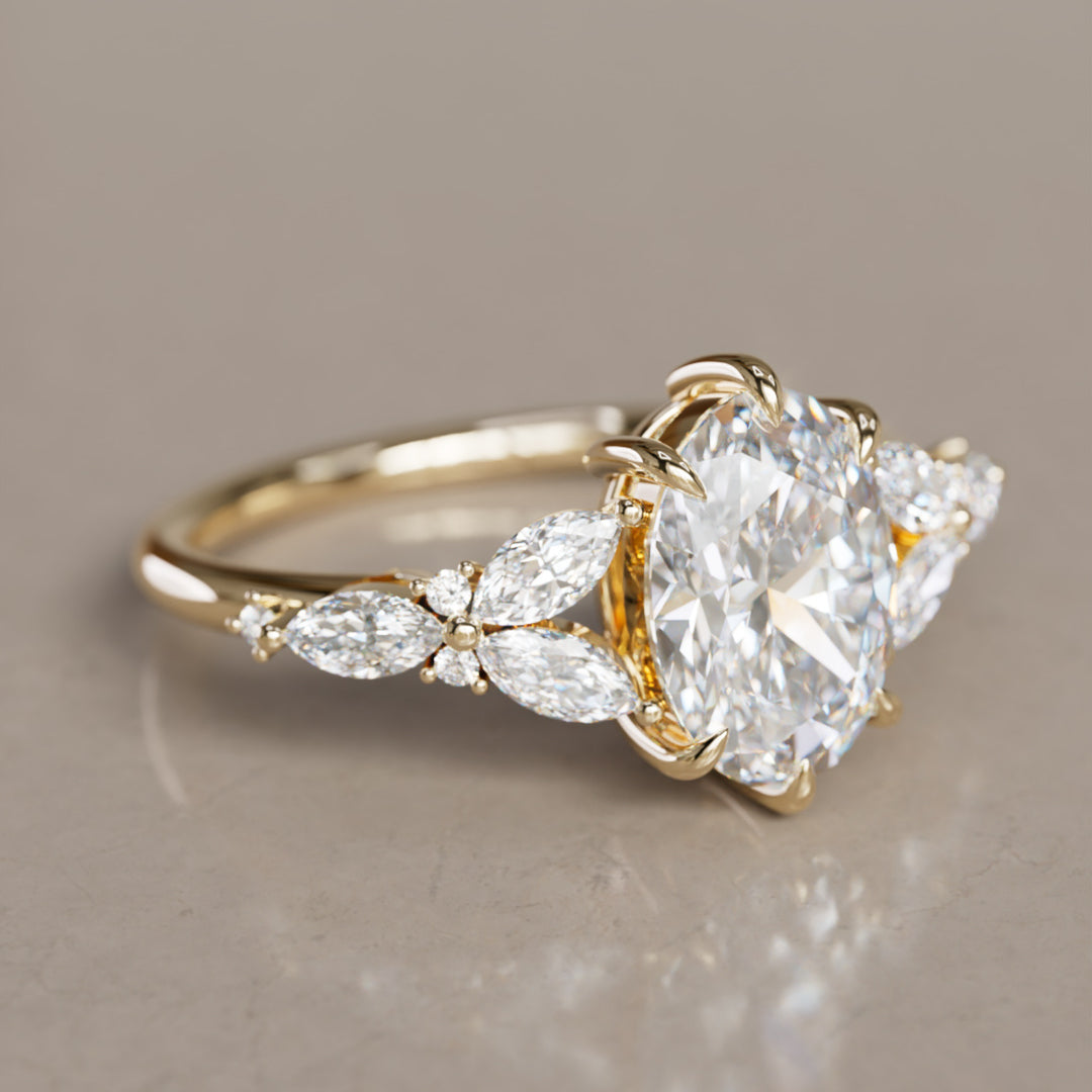 Orchid Oval Lab Diamond Engagement Flower Ring Nature Inspired By Valley Rose