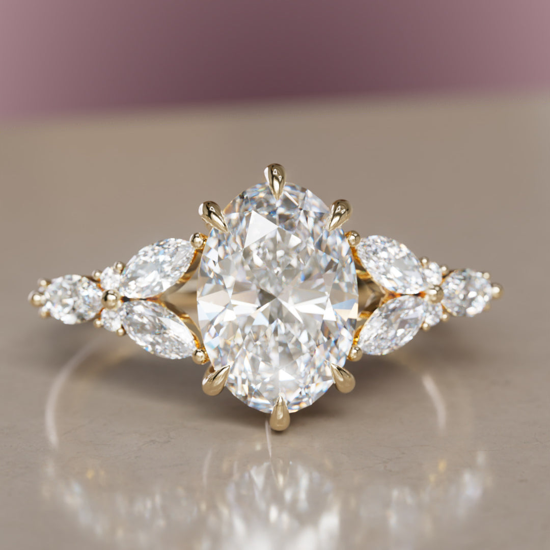 Orchid Oval Lab Diamond Engagement Flower Ring Nature Inspired By Valley Rose