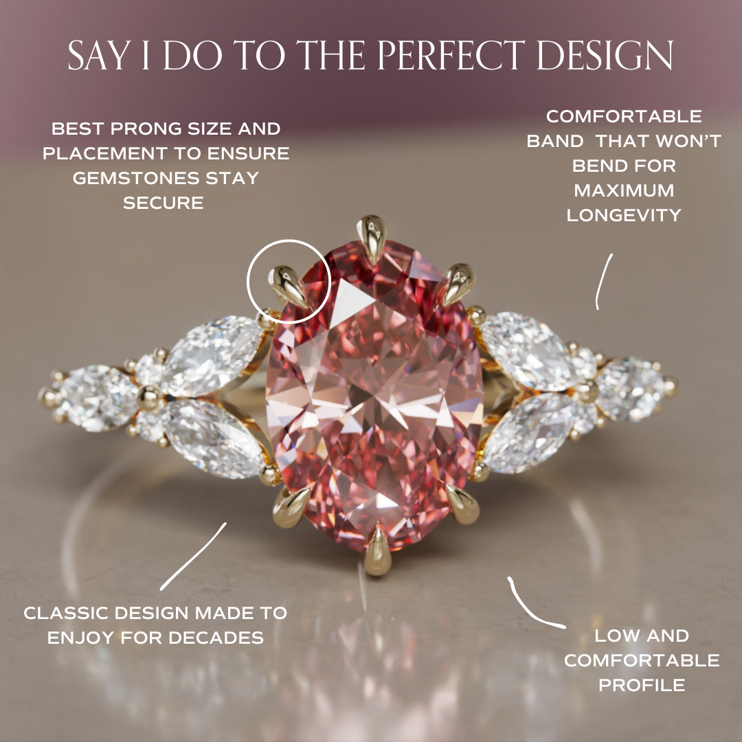 Orchid Oval Pink Lab Diamond Engagement Flower Ring Nature Inspired By Valley Rose