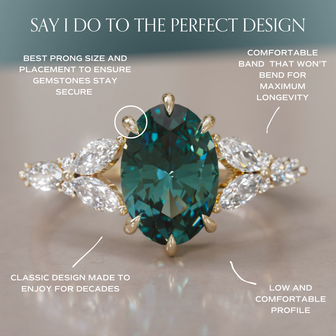 Orchid Oval Teal Sapphire Engagement Flower Ring Nature Inspired By Valley Rose