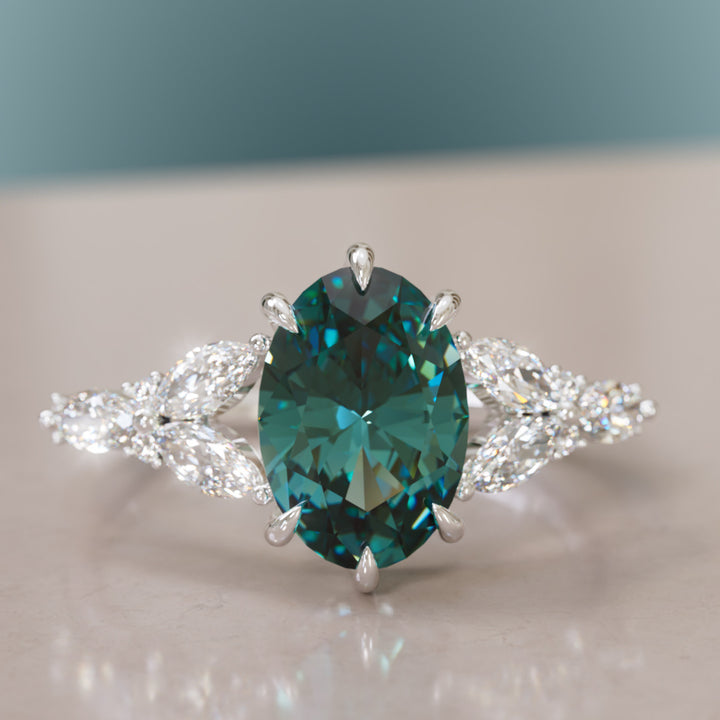 Orchid Oval Teal Sapphire Engagement Flower Ring Nature Inspired By Valley Rose